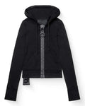 Y2K Vintage Giant Zipper Zip Up Hoodie Women Harajuku Slim Fit Cropped Sweatshirts Long Sleeve Chunky Zip Outerwear Streetwear